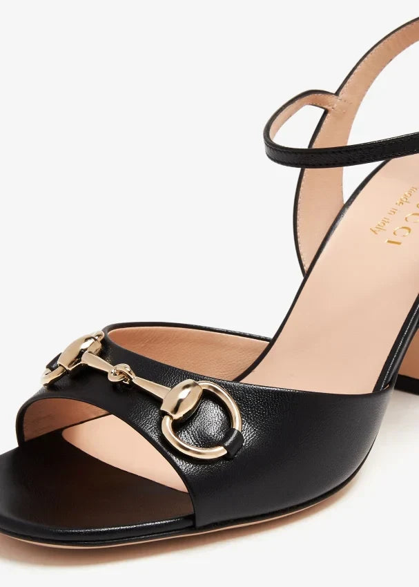 Gucci Leather Mid-Heel Sandals