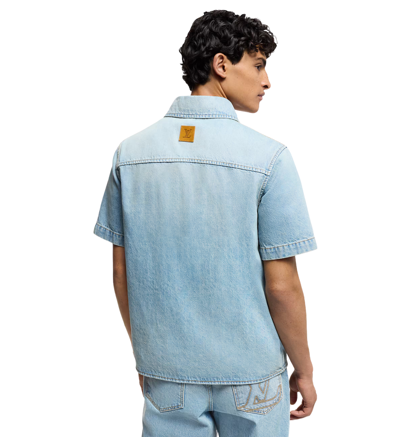 LV Short-Sleeved Denim Shirt