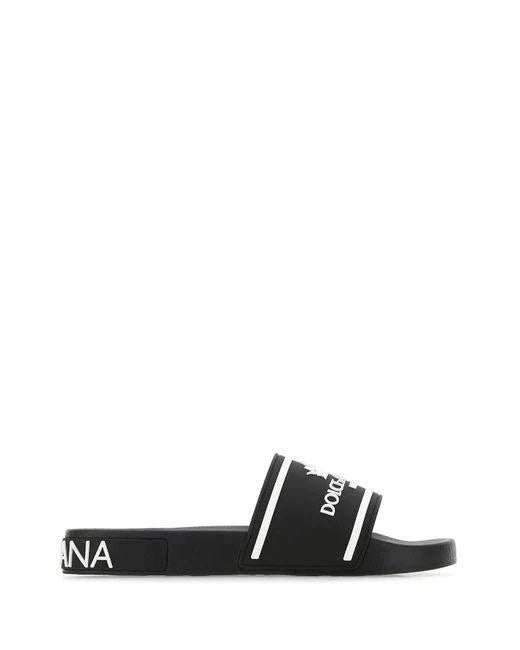 Dolce &amp; Gabbana Logo Crown Slides