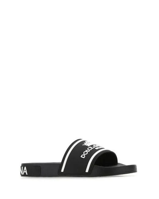 Dolce &amp; Gabbana Logo Crown Slides