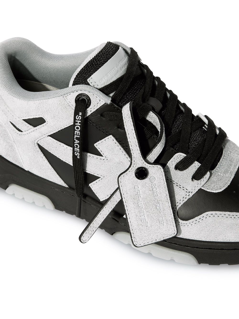 Light gray/black out of office suede
