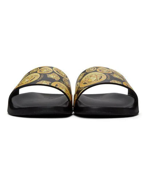 Versace Medusa Amplified Print Slides "Black Gold"