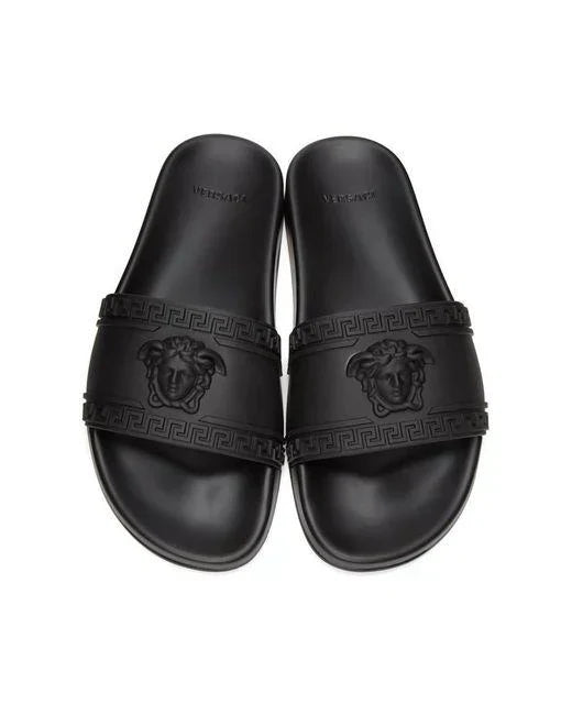 Versace Medusa Pool Slides "Triple Black"